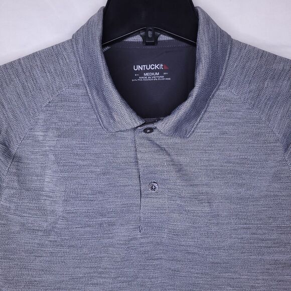 Untuckit Polo Shirt Mens Medium Gray Performance Heathered Hannifer 41486 - Picture 1 of 11